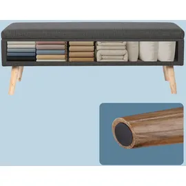 Relaxdays Truhenbank Gepolstert Grau 110 x 40 x 40 cm