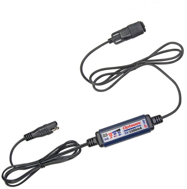 OPTIMATE USB 3,3A-oplaadkabel met SAE-stekker/USB-aansluiting