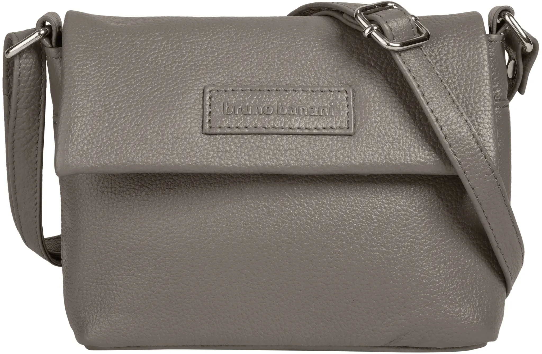 Umhängetasche BRUNO BANANI, Damen, Gr. B/H/T: 19cm x 15cm x 5cm onesize, grau, Leder, leicht glänzend, unifarben, Taschen Umhängetasche, echt Leder