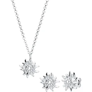 Elli Schmuckset Damen Edelweiss Anhänger Set Ohrstecker Traditionell in 925 Sterling Silber