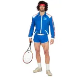 Wilbers Kostüm Retro Tenniskostüm 80er Jahre Tennisspieler Sport Karneval Kostüm blau 48