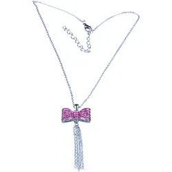 Kette mit Anhänger "Steffi", Damen, Gr. one size, Metall, rosa, COLLEZIONE ALESSANDRO, elegant, Halsketten, mit Strassschleife