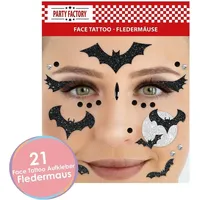 Party Factory temporäres Glitzer-Gesichtstattoo Fledermaus, für Mottoparty, Halloween & Karneval, Kinder & Erwachsene