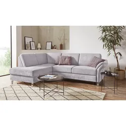 Ecksofa SIT & MORE "Clio L-Form", silber, B:254cm H:89cm T:190cm, Sofas, wahlweise mit Bettfunktion und Bettkasten, inklusive Federkern