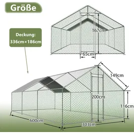 Thanaddo Freilaufgehege 3 x 6 x 2 m silber