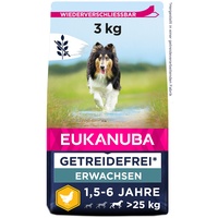 Eukanuba Hundefutter getreidefrei mit Huhn für große Rassen - Trockenfutter für ausgewachsene Hunde, 3 kg