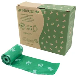 MONOUSO - Kompostierbare Tasche 23x32cm Hunde Biologisch abbaubare Rollen R20x15 (300 Stück)