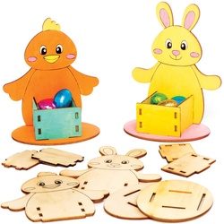Hase & Küken Eierbecher aus Holz (pro Set 4) Basteln mit Holz