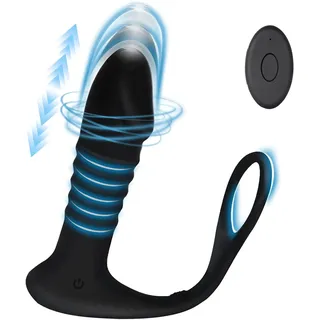LYAMais Prostata Vibrator Stimulator Sex Spielzeug für die Männer Analvibratoren 10x10-Frequenz-Vibrations-Teleskopmodus Analplug mit Stoßfunktion Penisring Analstimulation für Paar Sex Toys