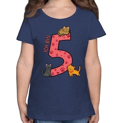 Shirtracer T-Shirt Katzen Fünfter – 5. Geburtstag – Mädchen Kinder T-Shirt tshirt 5 jahre mädchen – t-shirt kinder mit katze blau 116 (5/6 Jahre)