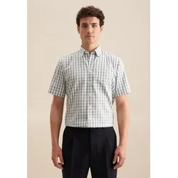 Businesshemd SEIDENSTICKER "Regular", Herren, Gr. S (38), normale Ärmellängen, grün, 100% Baumwolle, kariert, regular fit, Kurzarm gerader Abschluss, Hemden, Regular Kurzarm Button-Down-Kragen Karo