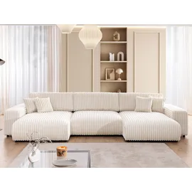 s-style möbel Wohnlandschaft Plüschcord 2-Sitzer Beige