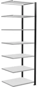 Schulte Anbauregal Büro-Steckregal MULTIplus150 2300 x 750 x 600 mm 7 Fachböden Längenriegel schwarz/RAL 7035 lichtgrau ohne Mittelanschlag