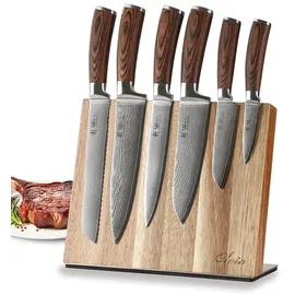 Wakoli Edib 6er Damastmesserset I 8 - 20 cm Klinge I mit Messerblock