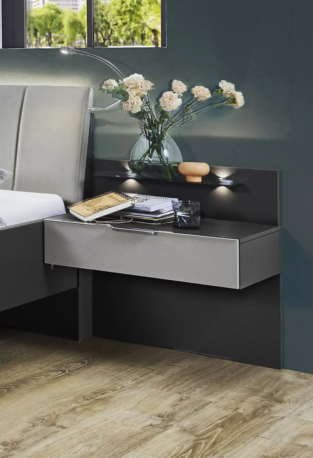 Nachtkommoden WERNIGERODE (BHT 60x48x43 cm) - grau - BHT 60x48x43 cm