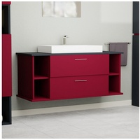 GARLIVO Waschbeckenunterschrank GLA-120 mit Schubladen, Badezimmer Waschtischunterschrank, Rot Breite 120 cm, Soft-Close, Push-to-Open/ Tip-On, Hängend rot|schwarz