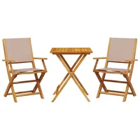 vidaXL 3-tlg. Bistro-Set Taupe Stoff und Massivholz