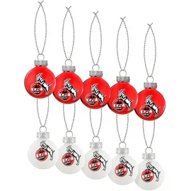 1. FC Köln Weihnachtsbaumkugeln „Rut un wieß“ 10-er Set