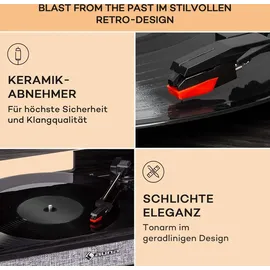 Auna Plattenspieler für Schallplatten, Plattenspieler mit Lautsprecher, MP3, , USB, Schallplattenspieler mit Bluetooth & Fernbedienung,... - Schwarz