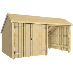 Gartenhaus PLUS "Multi", beige (natur), Holz, Gartenhäuser, Gartenhaus 10,5 m2, Doppeltür, Dachpappe/Aluleisten/H-Füße