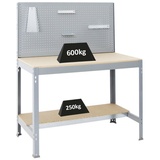 Proregal Proregal Werkbank Quick-Buffalo mit Werkzeugwand + Zubehör Alpha | HxBxT 84x120x61cm | Traglast 600kg | Grau | Holzplatte