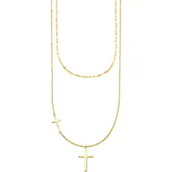 Kette mit Anhänger »Schmuck Geschenk Silber 925 Layerkette mit Kreuzanhänger«, 59763413-0 gelbgoldfarben