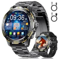 DREMAC Smartwatch Herren mit 800mAh Akku/Telefonfunktion,1.43" Amoled Smart Watch mit Herzfrequenz/Schlafmonitor,IP68 Wasserdicht Fitnessuhr mit 200+ Sportmodi,Schlafmonitor für Android/iOS