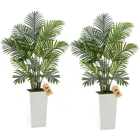Vevor Künstliche Areca-Palmen, 1,2 m, 2er-Pack Kunstpalmen, Tropische Pflanzen mit weißem Pflanzgefäß, Kunstseidenpflanze im Topf, Kunstbaum für Veranden, Wohnzimmer, Terrassen, Zuhause, Büro