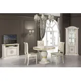 Esszimmer Esstisch Stuhl RTV Eckvitrine Gruppe Garnitut Holz Tisch Set 6tlg. - Beige