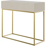 Selsey Konsolentisch Mit Schublade Beistelltisch 90 cm Eingangstisch Konsole Schminktisch Veldio Graubeige Goldene Beine