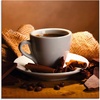 Glasbild »Kaffeetasse Zimtstange Nüsse Schokolade«, Getränke, (1 St.), braun