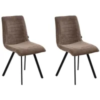 Home4You Polsterstühle 2er Set, Braun Schwarz Cord - Metallgestell