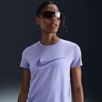 Nike Damen One Swoosh Dri-Fit Kurzarm-Laufoberteil lila