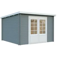 Palmako Gartenhaus Ella 8,7 m2 - 28 mm hellgrau/weiß