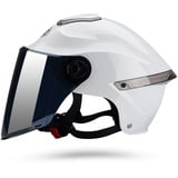 Erwachsener Motorradhelm mit Visier, Jet-Helm Chopper Cruiser Vintage Pilot Helmet, Bestehen Sie den Kollisionstest, um die Verkehrssicherheit zu Gewährleisten(Weiß, Braune Linse)