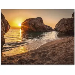 Artland Glasbild »Sonnenuntergang und Strand«, Strand, (1 St.), in verschiedenen Größen Artland Farbe Bild(er): naturfarben