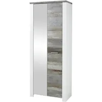 Innostyle Garderobenschrank MATEO mit Spiegel - Weiß mit Driftwood