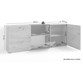 byLIVING Sideboard Frame 200 x 75,5 x 37,5 cm Artisan Eiche / Schwarz