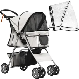 PawHut Hundebuggy Faltbarer Hundewagen bis 10 kg Grau 75x45x97 cm