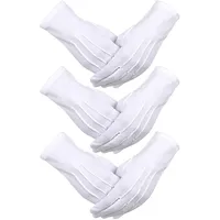 3 Paar Nylon Baumwolle Handschuhe Weiß Parade Kostüm Handschuhe für Polizei Formale Smoking Ehrengarde und besondere Anlässe - Einheitsgröße