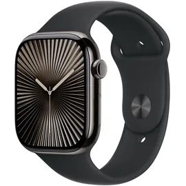 Apple Watch Series 10 GPS + Cellular 46 mm Titangehäuse schiefer Sportarmband schwarz S/M