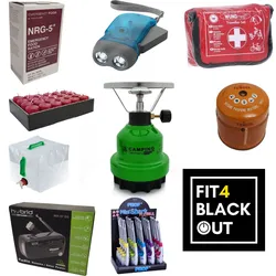 fit4blackout Box Überlebensbox 11-teilig Solo eine Person Grundversorgung 7 Tage