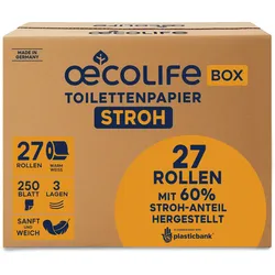 Fripa Toilettenpapier oecolife Stroh 1632702 3-lagig 250 Blatt 27 Rollen