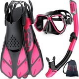 Zenoplige Schnorchelset Erwachsene mit Flossen, Anti-Fog Panorama Taucherbrille, Dry Top Schnorchel und Schwimmflossen, 3 in 1 Schnorchel Set für Schwimmen, Tauchen