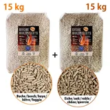 Flameup Holzpellets Eiche Buche Pellets je 15 kg Grill Smoker Pizzaofen Rauch BBQ Grillen, 30 kg