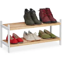 Relaxdays Schuhregal 70 x 33 x 26 cm natur/weiß