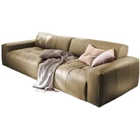 KAWOLA Big Sofa PALACE 3-Sitzer mit Sitztiefenverstellung Leder oliv