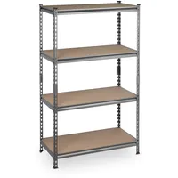 Relaxdays Schwerlastregal, 4 Ebenen, Traglast 1440 kg, Kellerregal zum Stecken, HBT: 153 x 91 x 46 cm, Stahl & MDF, grau