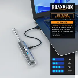 Brandson USB Lichtbogen Stabfeuerzeug 3er-Set Grau