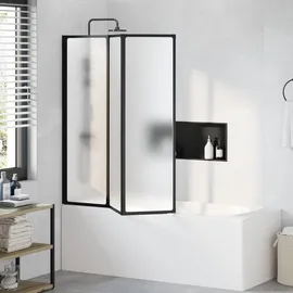 vidaXL Duschwand Schwarz 132 x 2 x 140 cm Aluminium und PP - Weiß
